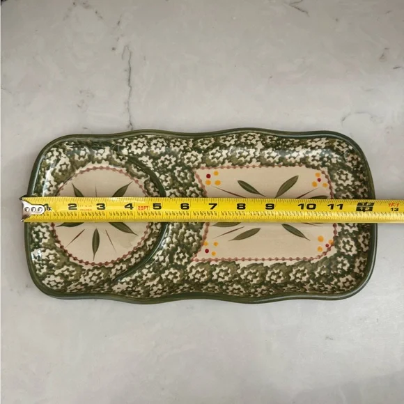 Temptations Presentable Ovenware by Tara~Old World~Serving Platter Ceramic Green - Picture 7 of 9